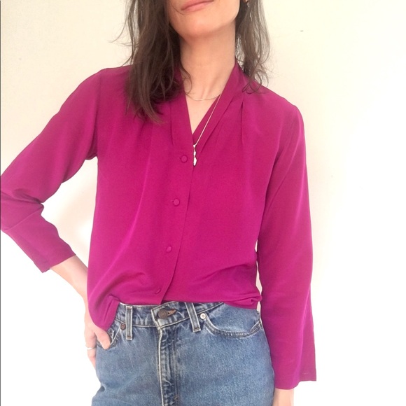 Talbots Tops - Magenta silk one-of-a-kind blouse